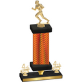 Premium Single Orange Carbon Fiber Fourth Place Football Trophy