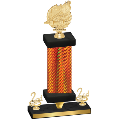 Premium Single Orange Carbon Fiber Second Place Swimming Trophy