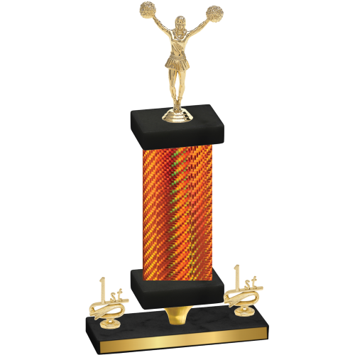 Premium Single Orange Carbon Fiber First Place Cheerleading Trophy