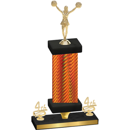 Premium Single Orange Carbon Fiber Fourth Place Cheerleading Trophy