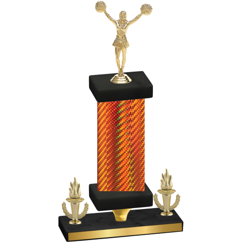 Premium Single Orange Carbon Fiber Victory Cheerleading Trophy