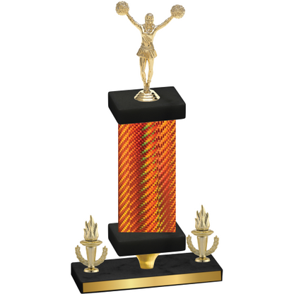Premium Single Orange Carbon Fiber Victory Cheerleading Trophy