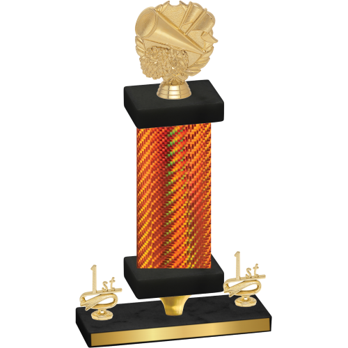 Premium Single Orange Carbon Fiber First Place Cheerleading Trophy