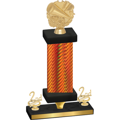 Premium Single Orange Carbon Fiber Second Place Cheerleading Trophy