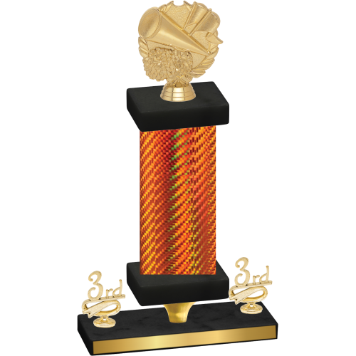 Premium Single Orange Carbon Fiber Third Place Cheerleading Trophy