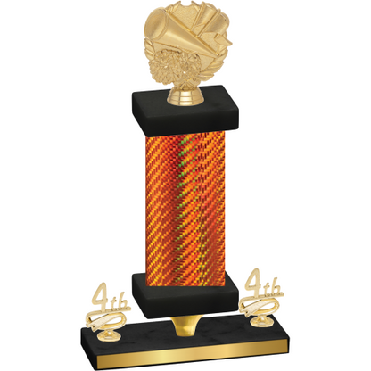 Premium Single Orange Carbon Fiber Fourth Place Cheerleading Trophy