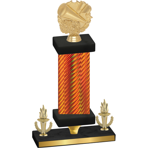 Premium Single Orange Carbon Fiber Victory Cheerleading Trophy
