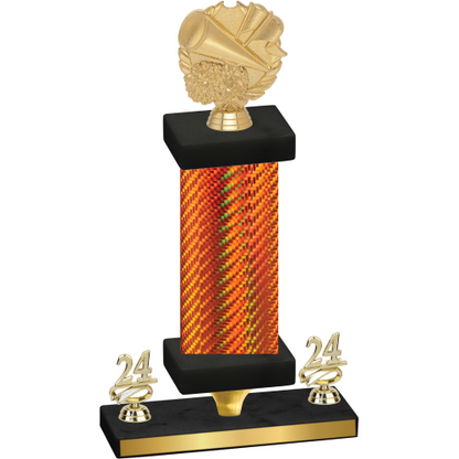Premium Single Orange Carbon Fiber Year Cheerleading Trophy