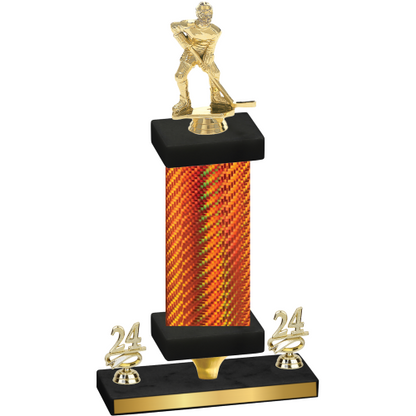 Premium Single Orange Carbon Fiber Year Hockey Trophy