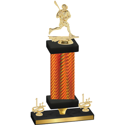 Premium Single Orange Carbon Fiber First Place Lacrosse Trophy