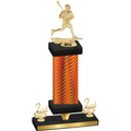 Premium Single Orange Carbon Fiber Second Place Lacrosse Trophy