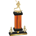Premium Single Orange Carbon Fiber Victory Lacrosse Trophy
