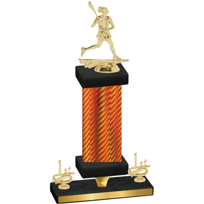 Premium Single Orange Carbon Fiber First Place Lacrosse Trophy