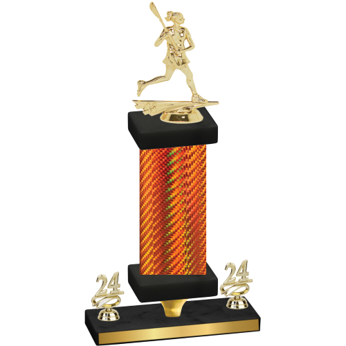 Premium Single Orange Carbon Fiber Year Lacrosse Trophy