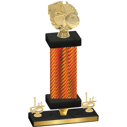 Premium Single Orange Carbon Fiber First Place Basketball Trophy