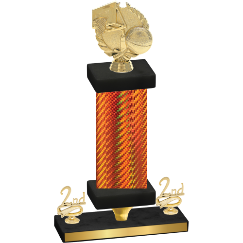 Premium Single Orange Carbon Fiber Second Place Basketball Trophy