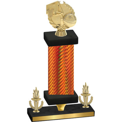 Premium Single Orange Carbon Fiber Victory Basketball Trophy