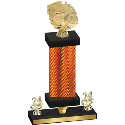 Premium Single Orange Carbon Fiber Year Basketball Trophy