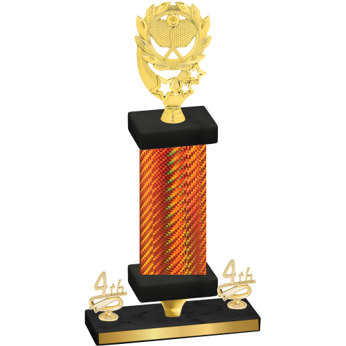 Premium Single Orange Carbon Fiber Fourth Place Pickleball Trophy