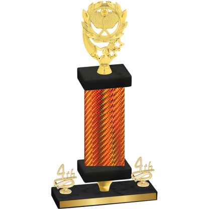Premium Single Orange Carbon Fiber Fourth Place Pickleball Trophy