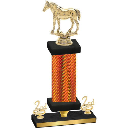 Premium Single Orange Carbon Fiber Second Place Horses Trophy