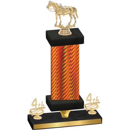 Premium Single Orange Carbon Fiber Fourth Place Horses Trophy