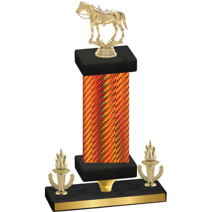 Premium Single Orange Carbon Fiber Victory Horses Trophy