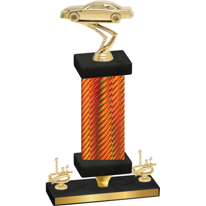 Premium Single Orange Carbon Fiber First Place Cars Trophy