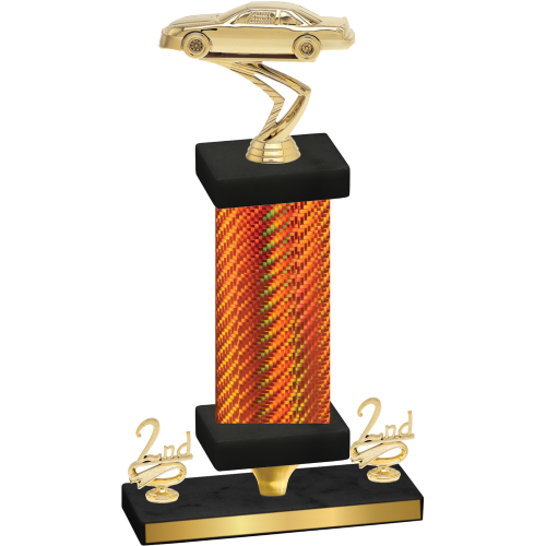 Premium Single Orange Carbon Fiber Second Place Cars Trophy