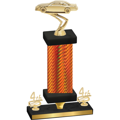 Premium Single Orange Carbon Fiber Fourth Place Cars Trophy