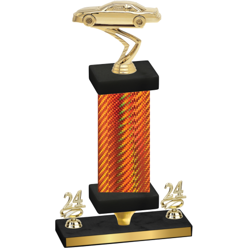 Premium Single Orange Carbon Fiber Year Cars Trophy