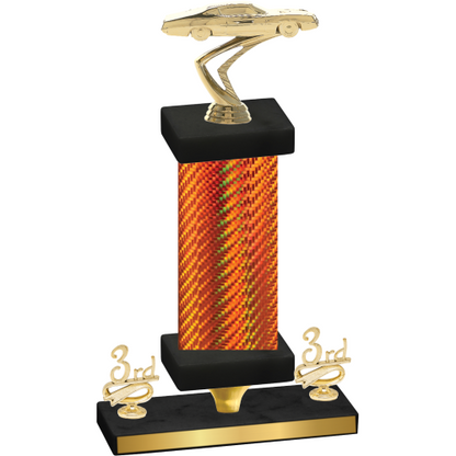 Premium Single Orange Carbon Fiber Third Place Cars Trophy