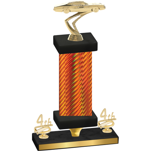 Premium Single Orange Carbon Fiber Fourth Place Cars Trophy