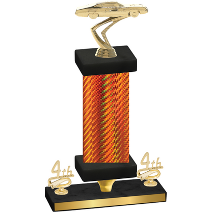 Premium Single Orange Carbon Fiber Fourth Place Cars Trophy