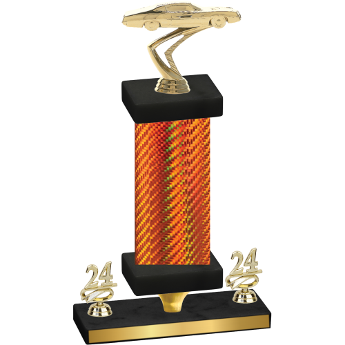 Premium Single Orange Carbon Fiber Year Cars Trophy