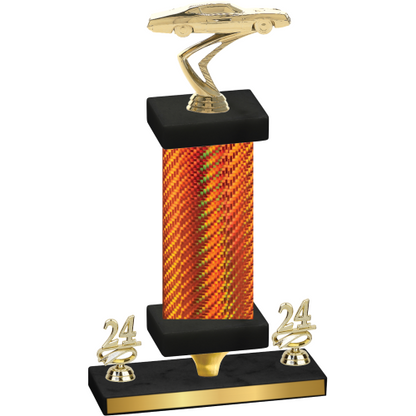 Premium Single Orange Carbon Fiber Year Cars Trophy