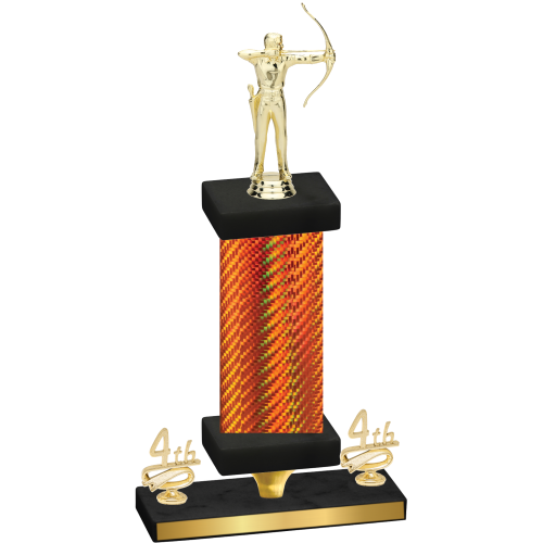 Premium Single Orange Carbon Fiber Fourth Place Archery Trophy