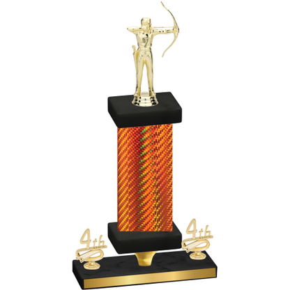 Premium Single Orange Carbon Fiber Fourth Place Archery Trophy