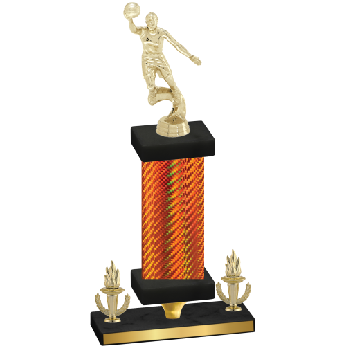 Premium Single Orange Carbon Fiber Victory Basketball Trophy