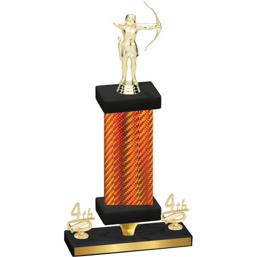 Premium Single Orange Carbon Fiber Fourth Place Archery Trophy