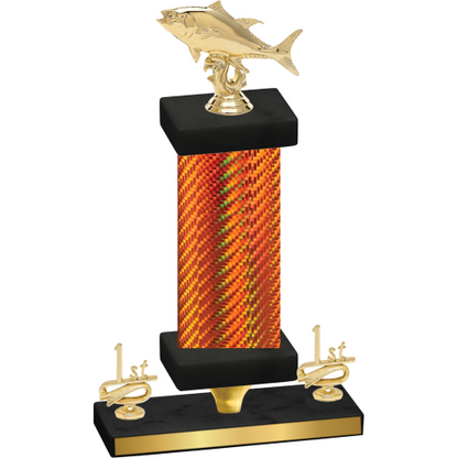 Premium Single Orange Carbon Fiber First Place Fishing Trophy