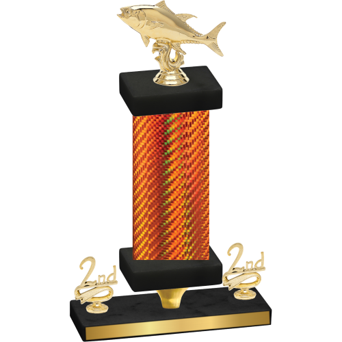 Premium Single Orange Carbon Fiber Second Place Fishing Trophy