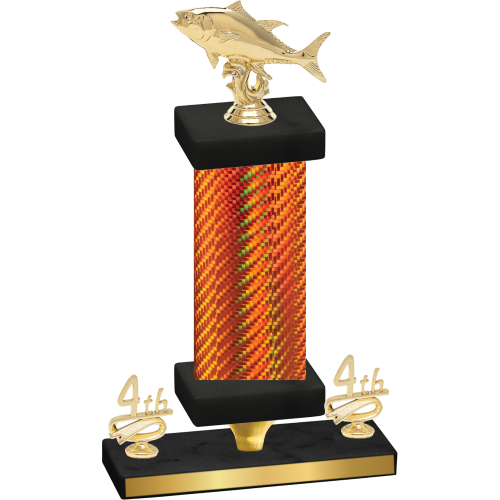 Premium Single Orange Carbon Fiber Fourth Place Fishing Trophy
