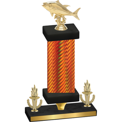Premium Single Orange Carbon Fiber Victory Fishing Trophy