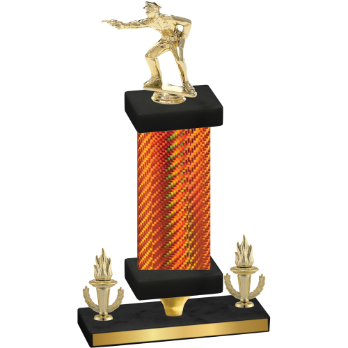 Premium Single Orange Carbon Fiber Victory Shooter Trophy