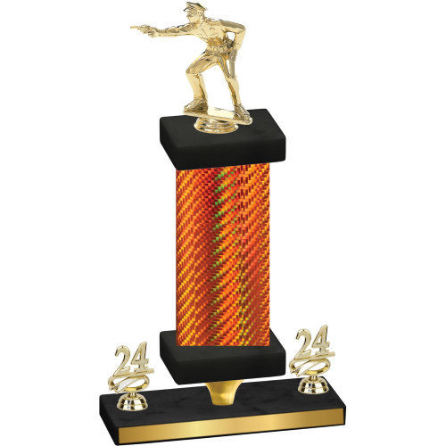 Premium Single Orange Carbon Fiber Year Shooter Trophy
