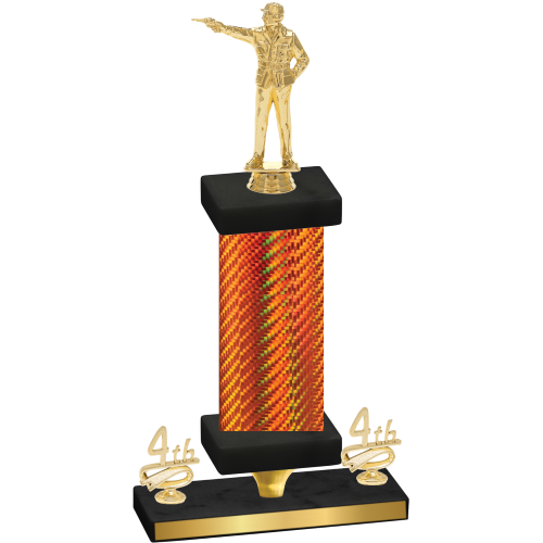 Premium Single Orange Carbon Fiber Fourth Place Shooter Trophy