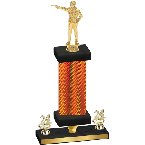 Premium Single Orange Carbon Fiber Year Shooter Trophy