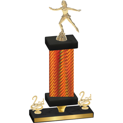 Premium Single Orange Carbon Fiber Second Place Skater Trophy