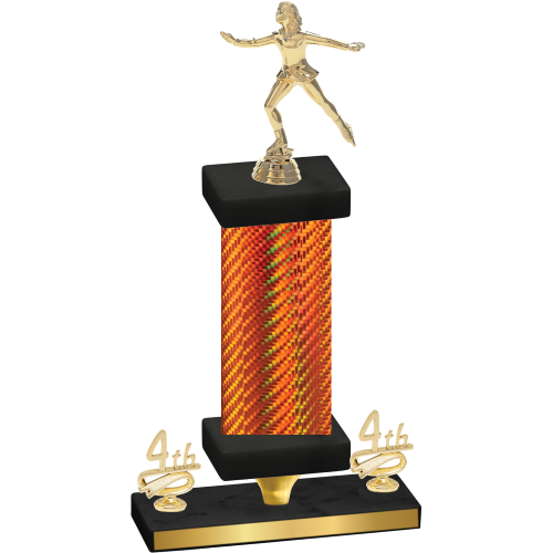 Premium Single Orange Carbon Fiber Fourth Place Skater Trophy